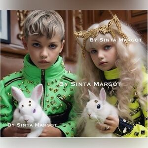 Digital art by me made up figure pet lovers NWT laminated print